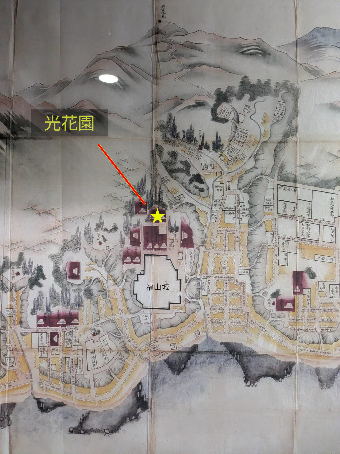 松前分間絵図　撮影：2026/4/13 松前場内資料展示室で撮影・編集：f_yamaki@da2.so-net.ne.jp